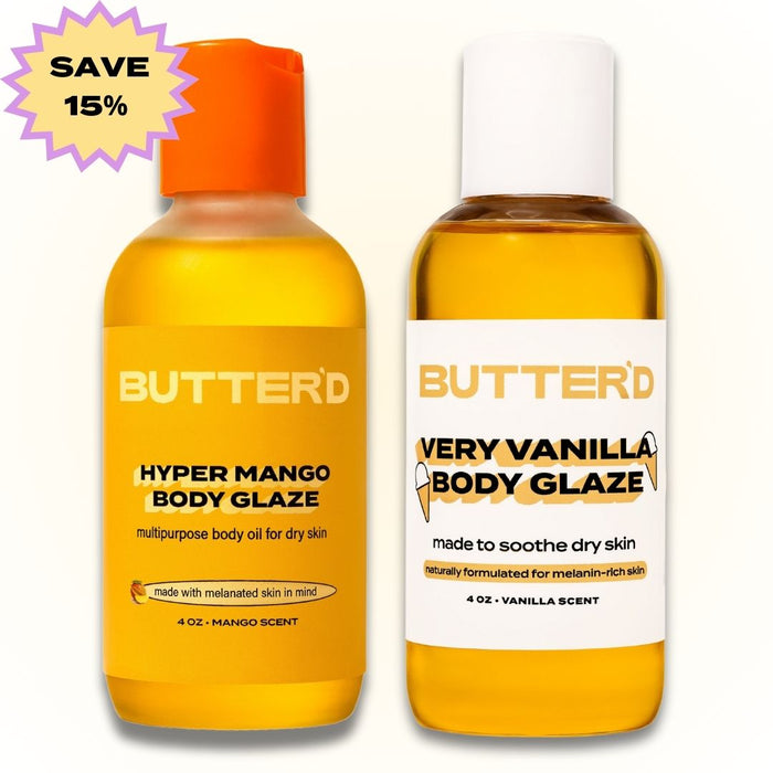 "Glaze Me Up" Duo: 1 Hyper Mango Body Glaze (OIL), 1 Very Vanilla Body Glaze (OIL)